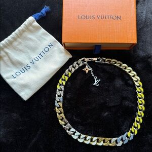 LV CUBAN NECKLACE W/ CRYSTALS ☔️🌈